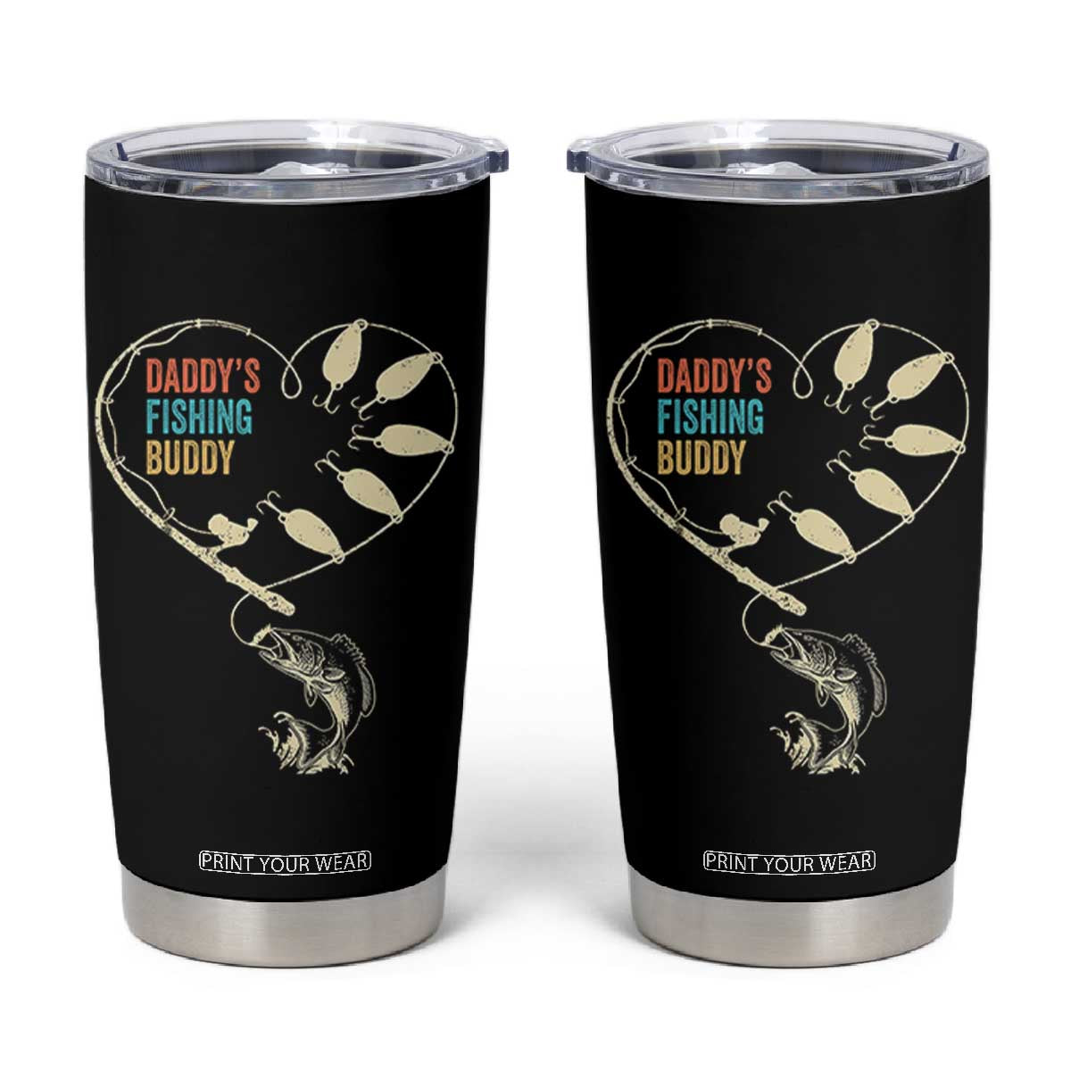 Funny Daddys Fishing Buddy Tumbler Cup Fisherman Dad Son Daughter TS11 Black Print Your Wear