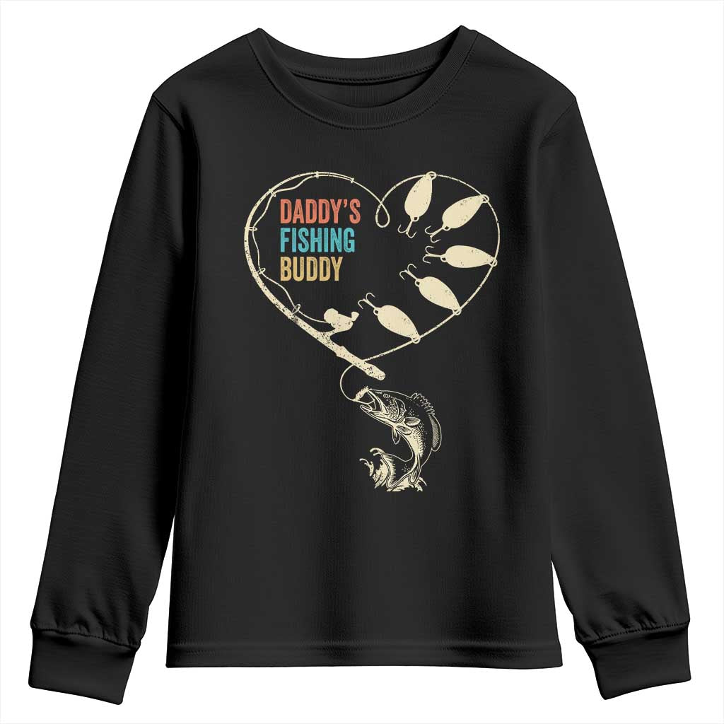 Funny Daddys Fishing Buddy Youth Sweatshirt Fisherman Dad Son Daughter TS11 Black Print Your Wear