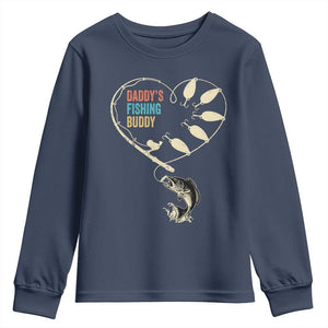 Funny Daddys Fishing Buddy Youth Sweatshirt Fisherman Dad Son Daughter TS11 Navy Print Your Wear