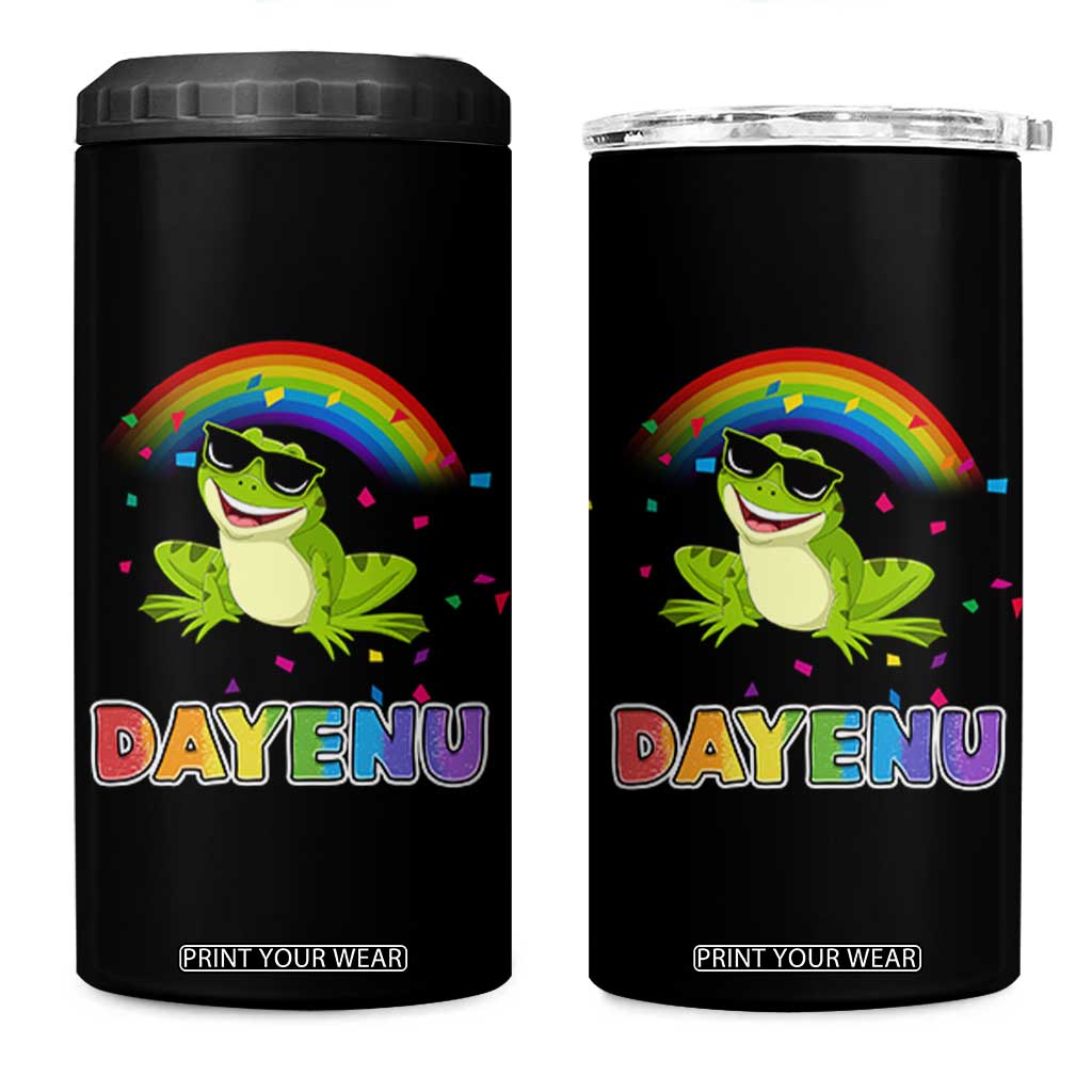 Funny Dayenu Frog Rainbow 4 in 1 Can Cooler Tumbler Passover Celebration with Pride Vibes TS02 One Size: 16 oz Black Print Your Wear