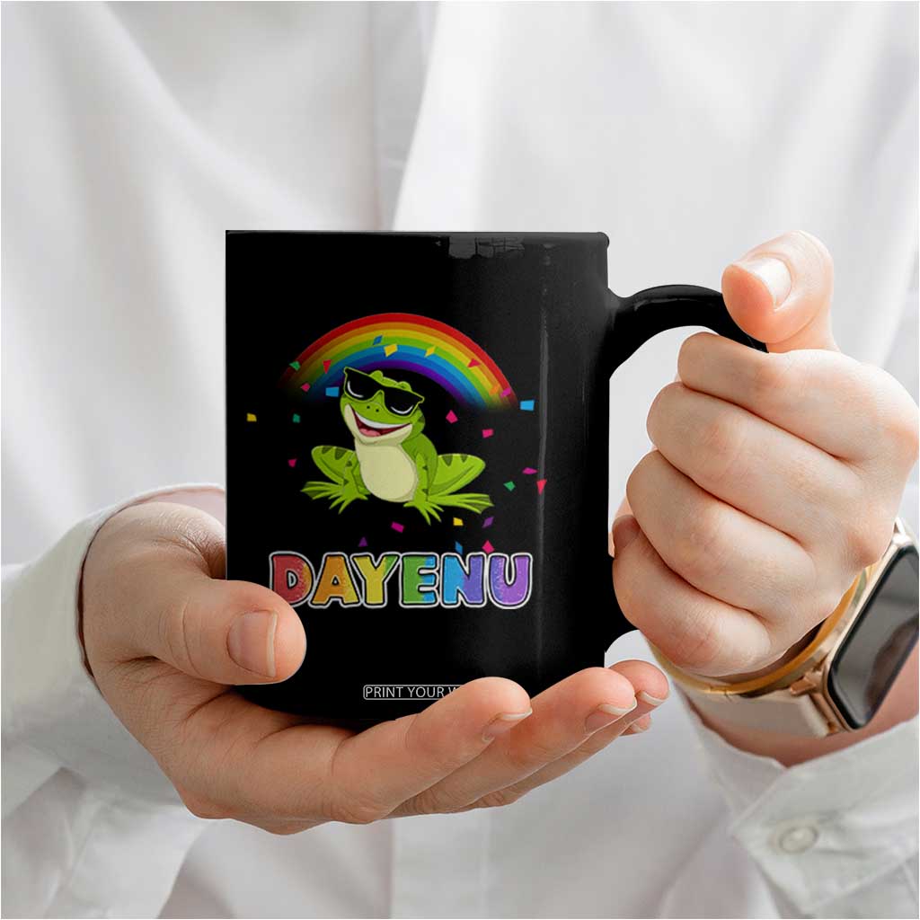 Funny Dayenu Frog Rainbow Coffee Mug Passover Celebration with Pride Vibes TS02 Print Your Wear