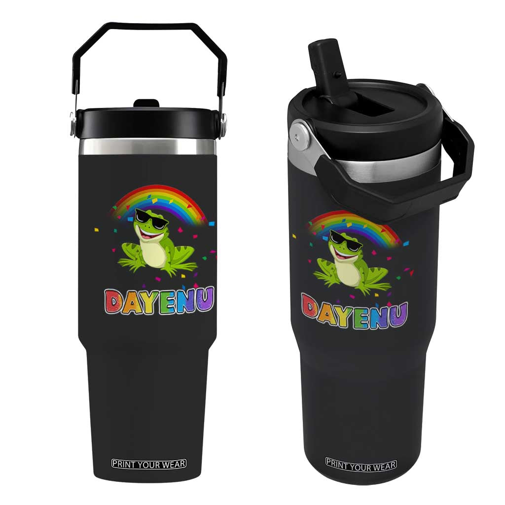 Funny Dayenu Frog Rainbow Flip Straw Tumbler Passover Celebration with Pride Vibes TS02 One Size: 30 oz Black Print Your Wear