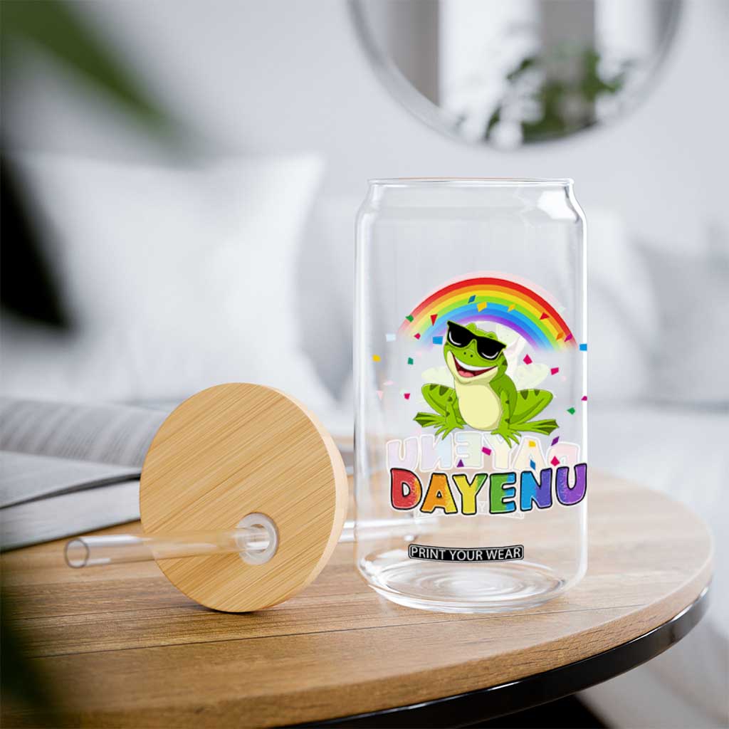 Funny Dayenu Frog Rainbow Glass Can Passover Celebration with Pride Vibes TS02 Print Your Wear