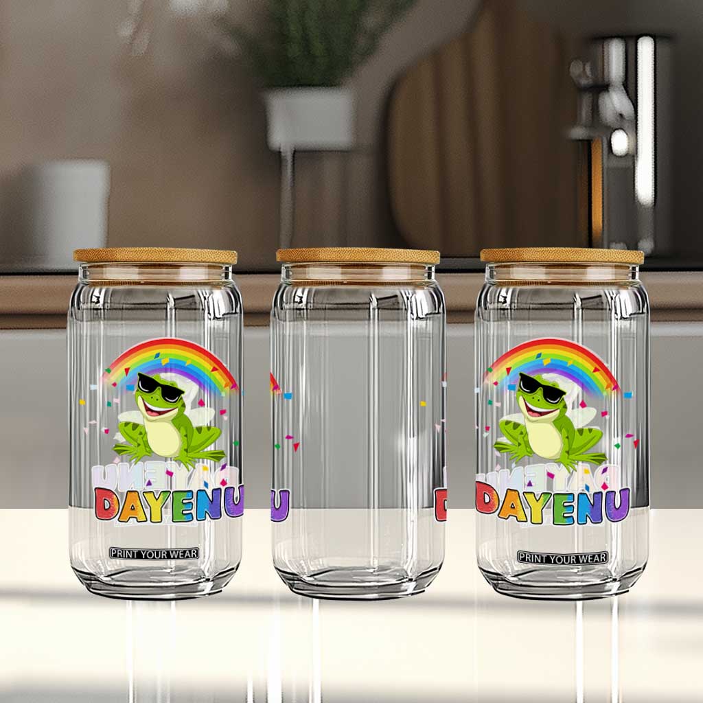 Funny Dayenu Frog Rainbow Glass Can Passover Celebration with Pride Vibes TS02 Print Your Wear