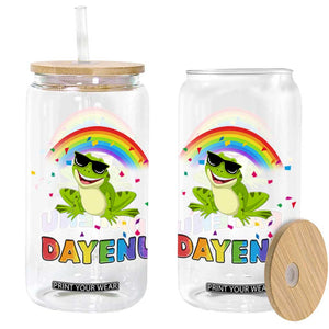 Funny Dayenu Frog Rainbow Glass Can Passover Celebration with Pride Vibes TS02 Black Print Your Wear