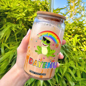 Funny Dayenu Frog Rainbow Glass Can Passover Celebration with Pride Vibes TS02 Print Your Wear