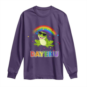 Funny Dayenu Frog Rainbow Long Sleeve Shirt Passover Celebration with Pride Vibes TS02 Purple Print Your Wear