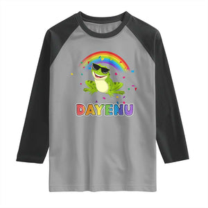 Funny Dayenu Frog Rainbow Raglan Shirt Passover Celebration with Pride Vibes TS02 Sport Gray Black Print Your Wear