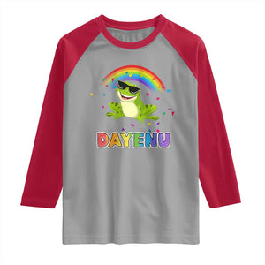 Funny Dayenu Frog Rainbow Raglan Shirt Passover Celebration with Pride Vibes TS02 Sport Gray Red Print Your Wear