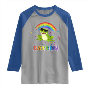 Funny Dayenu Frog Rainbow Raglan Shirt Passover Celebration with Pride Vibes TS02 Sport Gray Royal Print Your Wear