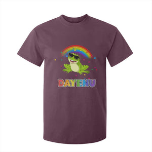 Funny Dayenu Frog Rainbow T Shirt For Kid Passover Celebration with Pride Vibes TS02 Maroon Print Your Wear