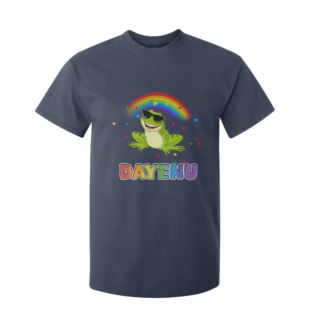 Funny Dayenu Frog Rainbow T Shirt For Kid Passover Celebration with Pride Vibes TS02 Navy Print Your Wear