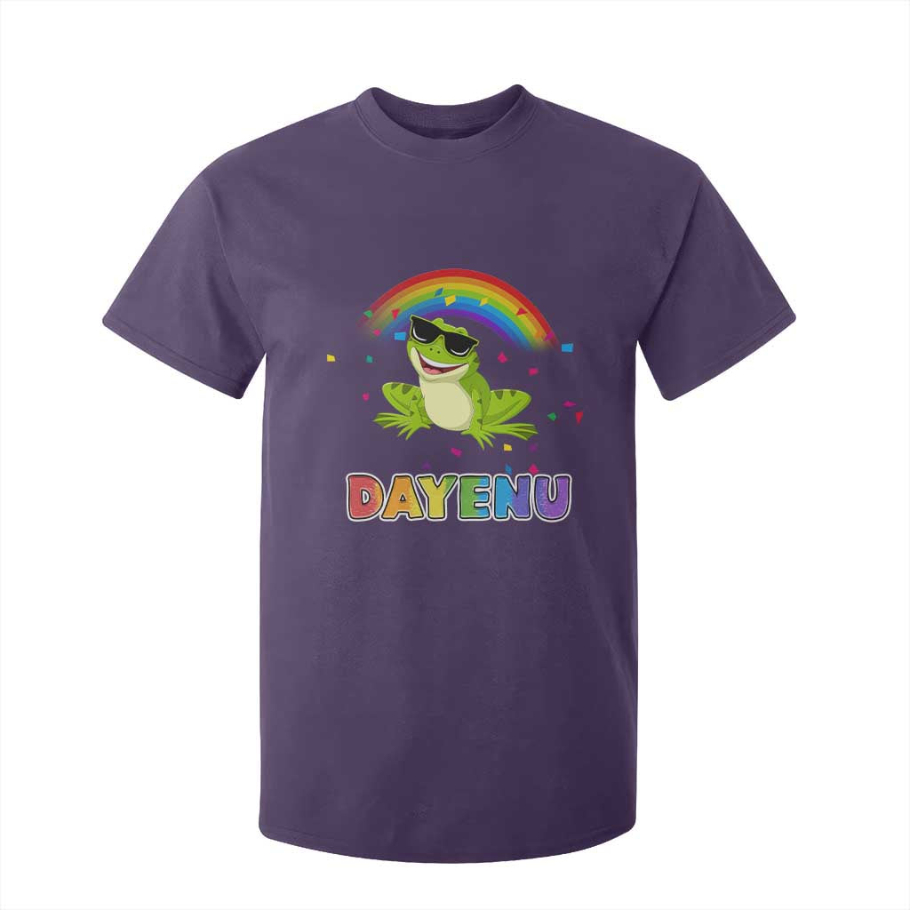 Funny Dayenu Frog Rainbow T Shirt For Kid Passover Celebration with Pride Vibes TS02 Purple Print Your Wear