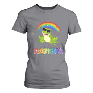 Funny Dayenu Frog Rainbow T Shirt For Women Passover Celebration with Pride Vibes TS02 Charcoal Print Your Wear