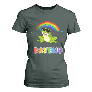 Funny Dayenu Frog Rainbow T Shirt For Women Passover Celebration with Pride Vibes TS02 Dark Forest Green Print Your Wear