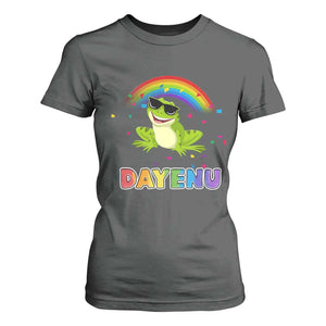 Funny Dayenu Frog Rainbow T Shirt For Women Passover Celebration with Pride Vibes TS02 Dark Heather Print Your Wear