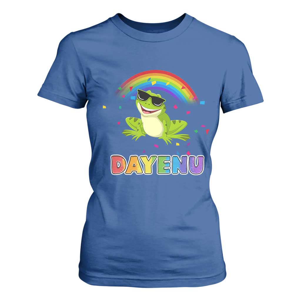 Funny Dayenu Frog Rainbow T Shirt For Women Passover Celebration with Pride Vibes TS02 Royal Blue Print Your Wear
