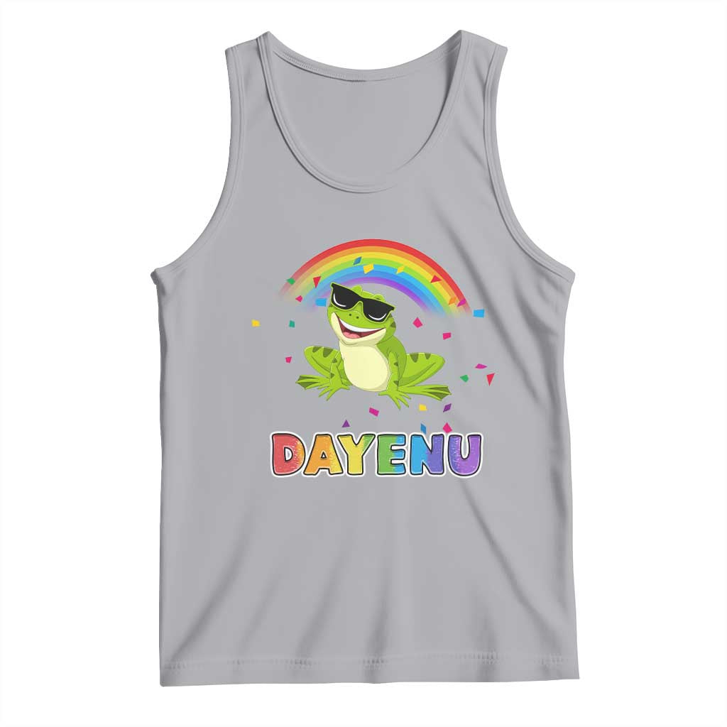 Funny Dayenu Frog Rainbow Tank Top Passover Celebration with Pride Vibes TS02 Athletic Heather Print Your Wear
