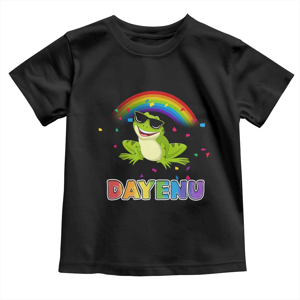 Funny Dayenu Frog Rainbow Toddler T Shirt Passover Celebration with Pride Vibes TS02 Black Print Your Wear