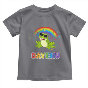 Funny Dayenu Frog Rainbow Toddler T Shirt Passover Celebration with Pride Vibes TS02 Charcoal Print Your Wear