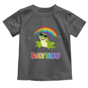 Funny Dayenu Frog Rainbow Toddler T Shirt Passover Celebration with Pride Vibes TS02 Dark Heather Print Your Wear