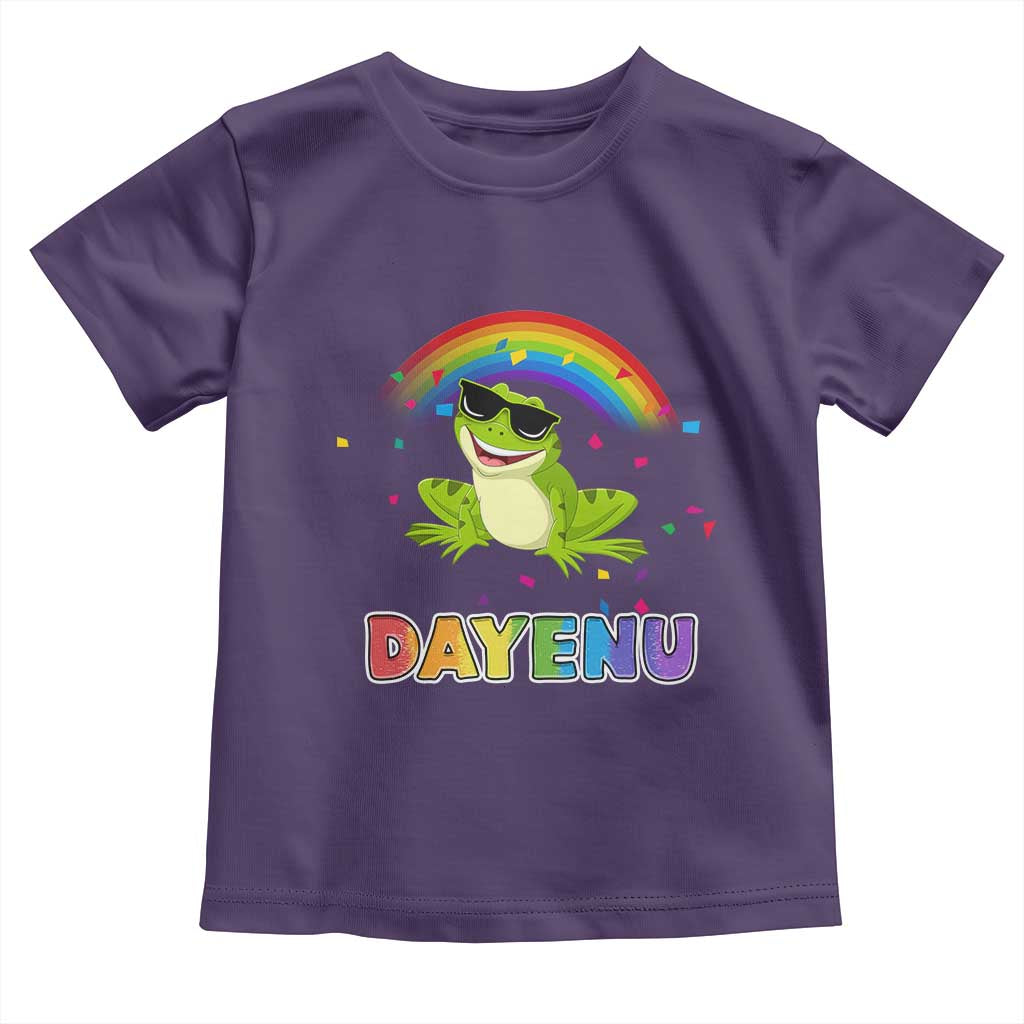 Funny Dayenu Frog Rainbow Toddler T Shirt Passover Celebration with Pride Vibes TS02 Purple Print Your Wear