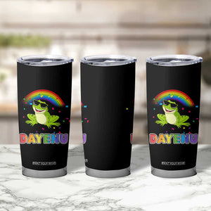 Funny Dayenu Frog Rainbow Tumbler Cup Passover Celebration with Pride Vibes TS02 Print Your Wear