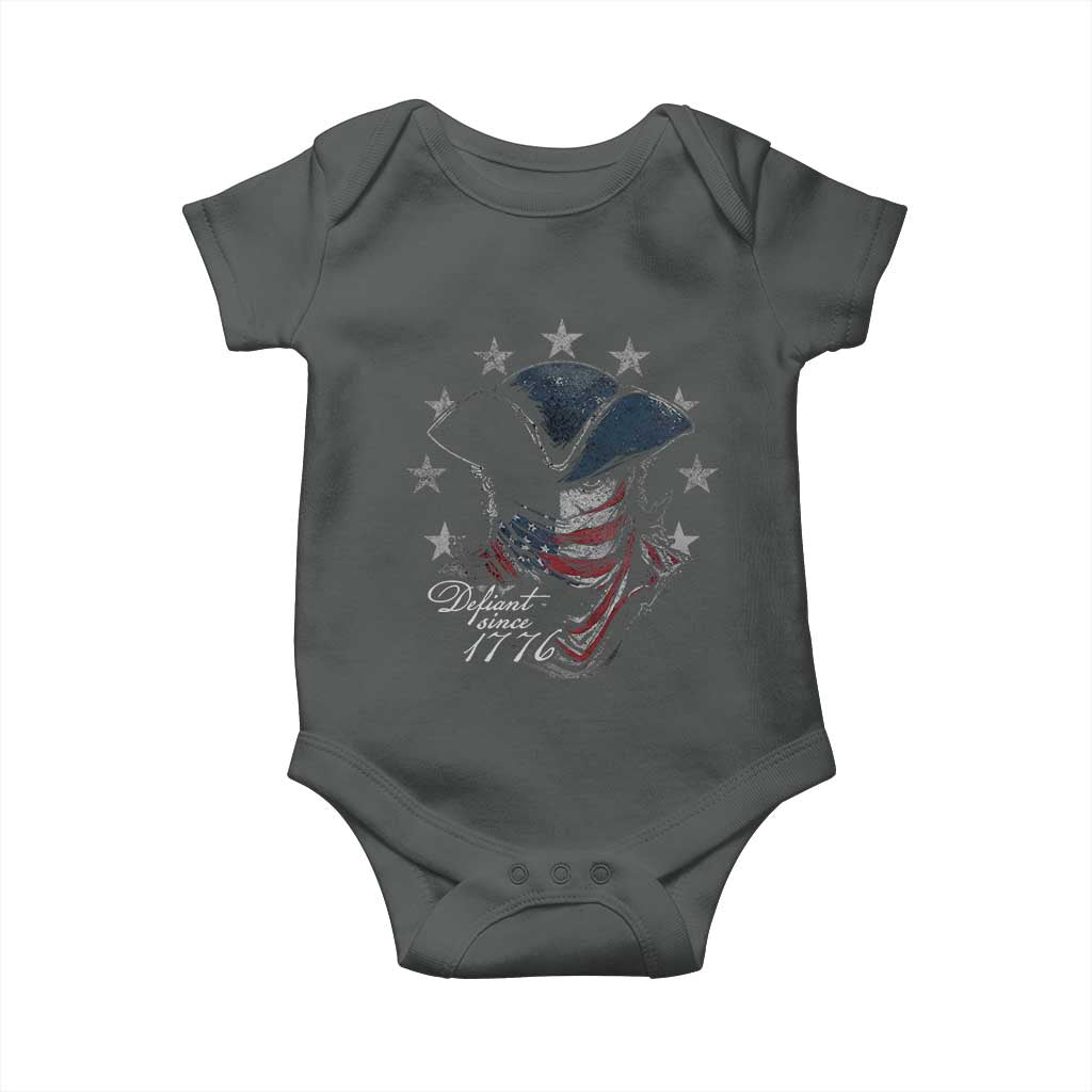 Funny Defiant Since 1776 Baby Onesie Minutemen American Revolution TS11 Dark Heather Print Your Wear