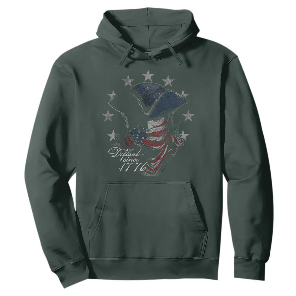 Funny Defiant Since 1776 Hoodie Minutemen American Revolution TS11 Dark Forest Green Print Your Wear