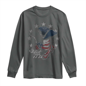 Funny Defiant Since 1776 Long Sleeve Shirt Minutemen American Revolution TS11 Dark Heather Print Your Wear