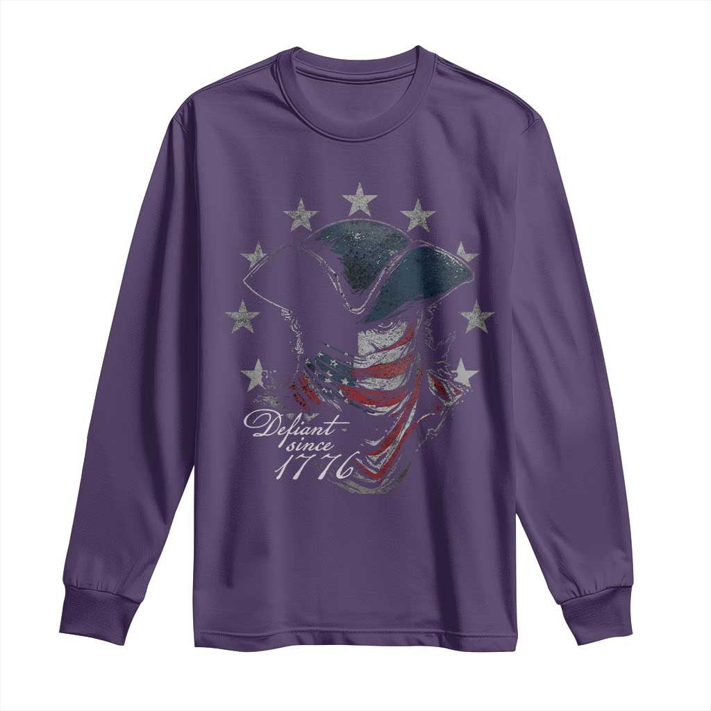 Funny Defiant Since 1776 Long Sleeve Shirt Minutemen American Revolution TS11 Purple Print Your Wear