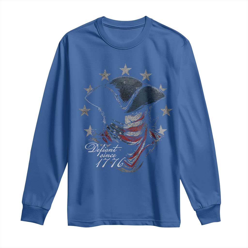 Funny Defiant Since 1776 Long Sleeve Shirt Minutemen American Revolution TS11 Royal Blue Print Your Wear