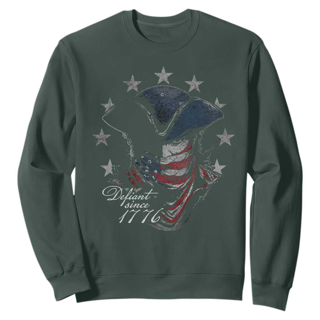 Funny Defiant Since 1776 Sweatshirt Minutemen American Revolution TS11 Dark Forest Green Print Your Wear
