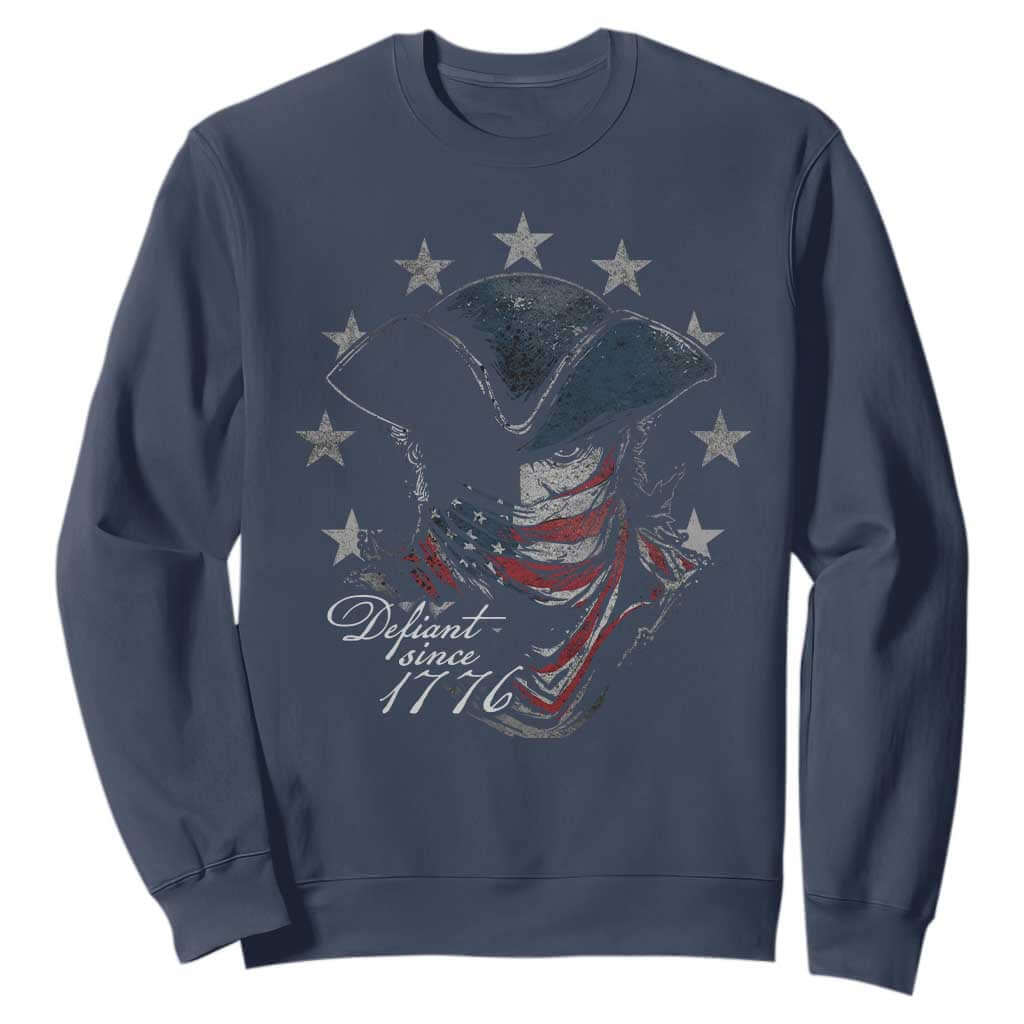Funny Defiant Since 1776 Sweatshirt Minutemen American Revolution TS11 Navy Print Your Wear
