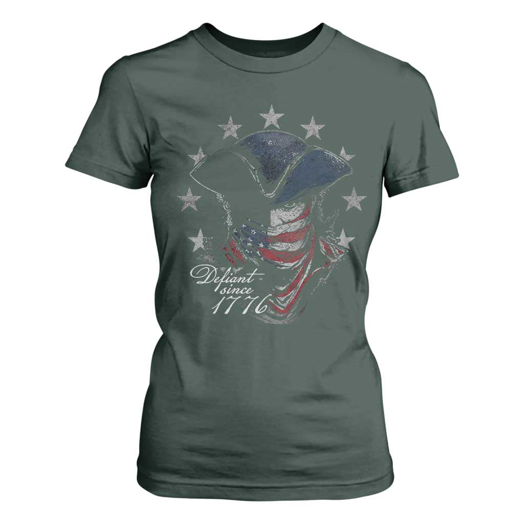 Funny Defiant Since 1776 T Shirt For Women Minutemen American Revolution TS11 Dark Forest Green Print Your Wear