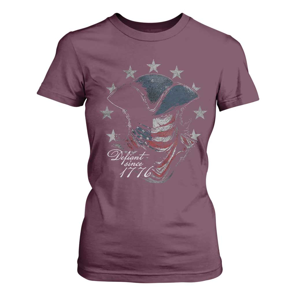 Funny Defiant Since 1776 T Shirt For Women Minutemen American Revolution TS11 Maroon Print Your Wear