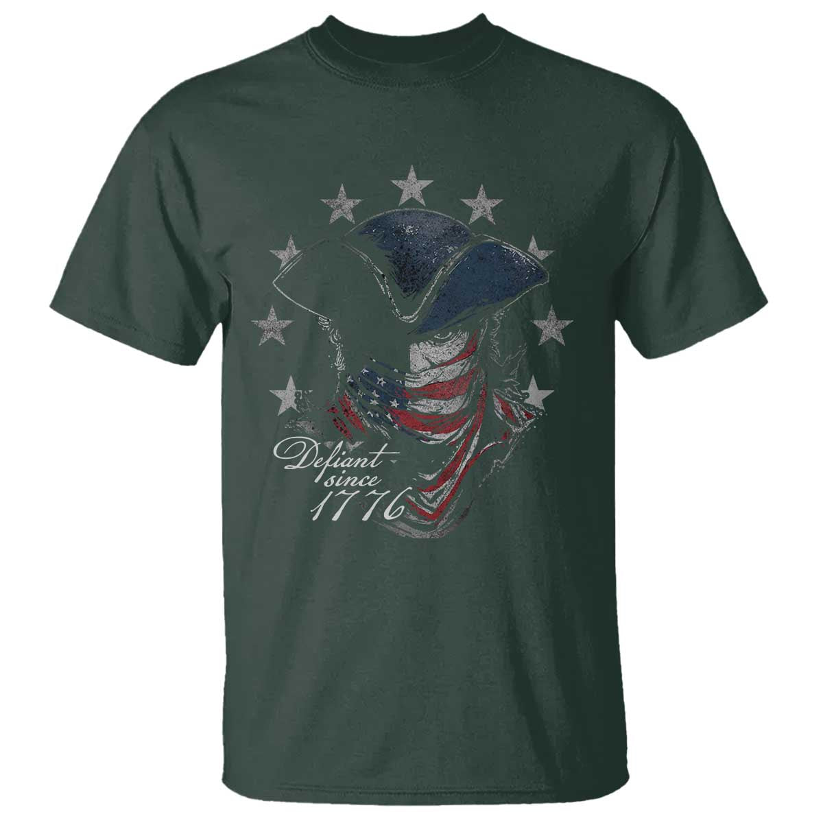 Funny Defiant Since 1776 T Shirt Minutemen American Revolution TS11 Dark Forest Green Print Your Wear
