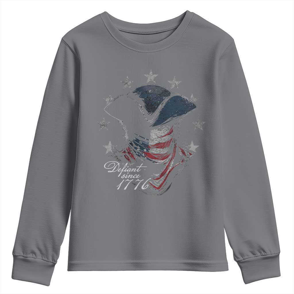 Funny Defiant Since 1776 Youth Sweatshirt Minutemen American Revolution TS11 Charcoal Print Your Wear
