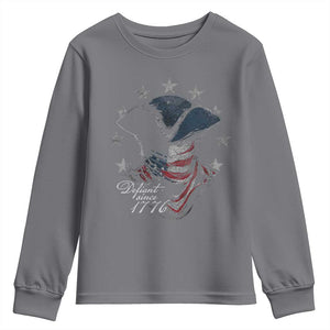 Funny Defiant Since 1776 Youth Sweatshirt Minutemen American Revolution TS11 Charcoal Print Your Wear