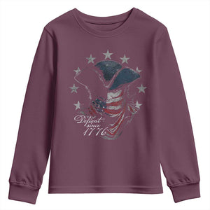 Funny Defiant Since 1776 Youth Sweatshirt Minutemen American Revolution TS11 Maroon Print Your Wear