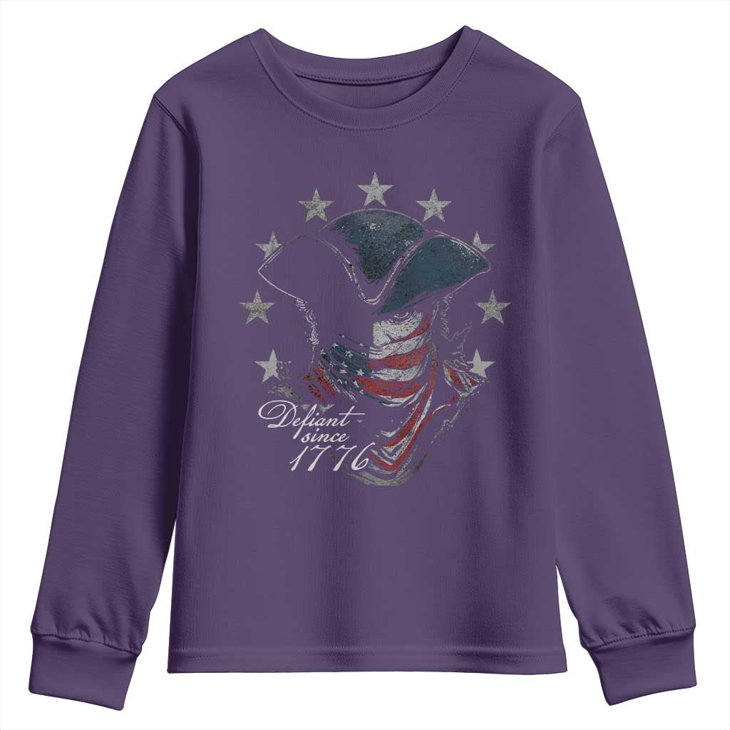Funny Defiant Since 1776 Youth Sweatshirt Minutemen American Revolution TS11 Purple Print Your Wear