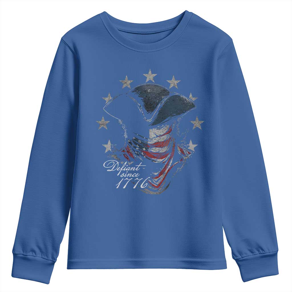 Funny Defiant Since 1776 Youth Sweatshirt Minutemen American Revolution TS11 Royal Blue Print Your Wear