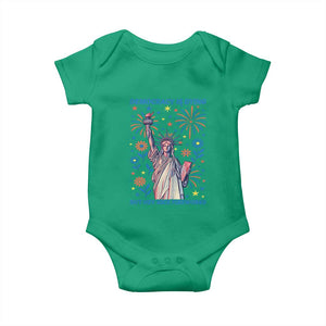 Funny Democracy Is Dying But Hey Nice Fireworks Baby Onesie Statue of Liberty Red and White Patriotic 4th of July TS02 Irish Green Print Your Wear