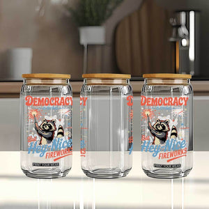 Funny Democracy Is Dying But Hey Nice Fireworks Glass Can Racoon 4th Of July TS11 Print Your Wear