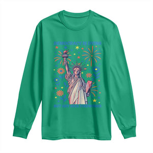 Funny Democracy Is Dying But Hey Nice Fireworks Long Sleeve Shirt Statue of Liberty Red and White Patriotic 4th of July TS02 Irish Green Print Your Wear