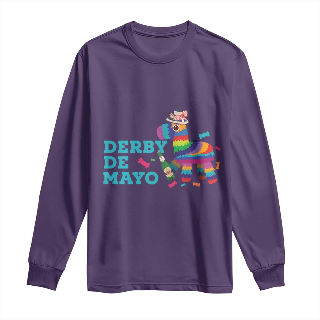 Funny Derby Day Cinco De Mayo Long Sleeve Shirt Derby De Mayo Horse Pinata TS11 Purple Print Your Wear