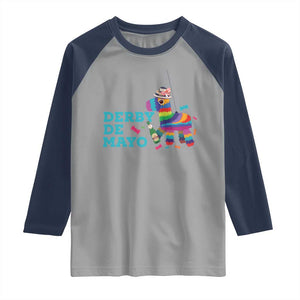 Funny Derby Day Cinco De Mayo Raglan Shirt Derby De Mayo Horse Pinata TS11 Sport Gray Navy Print Your Wear
