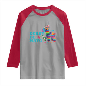 Funny Derby Day Cinco De Mayo Raglan Shirt Derby De Mayo Horse Pinata TS11 Sport Gray Red Print Your Wear