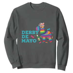 Funny Derby Day Cinco De Mayo Sweatshirt Derby De Mayo Horse Pinata TS11 Dark Heather Print Your Wear