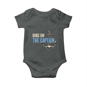 Funny Dibs On The Captain Baby Onesie Boating Boat Lover Anchor TS11 Dark Heather Print Your Wear